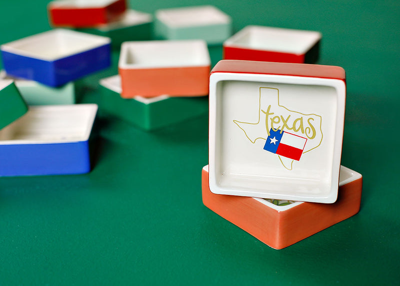 Square Trinket Bowl Texas State Motif