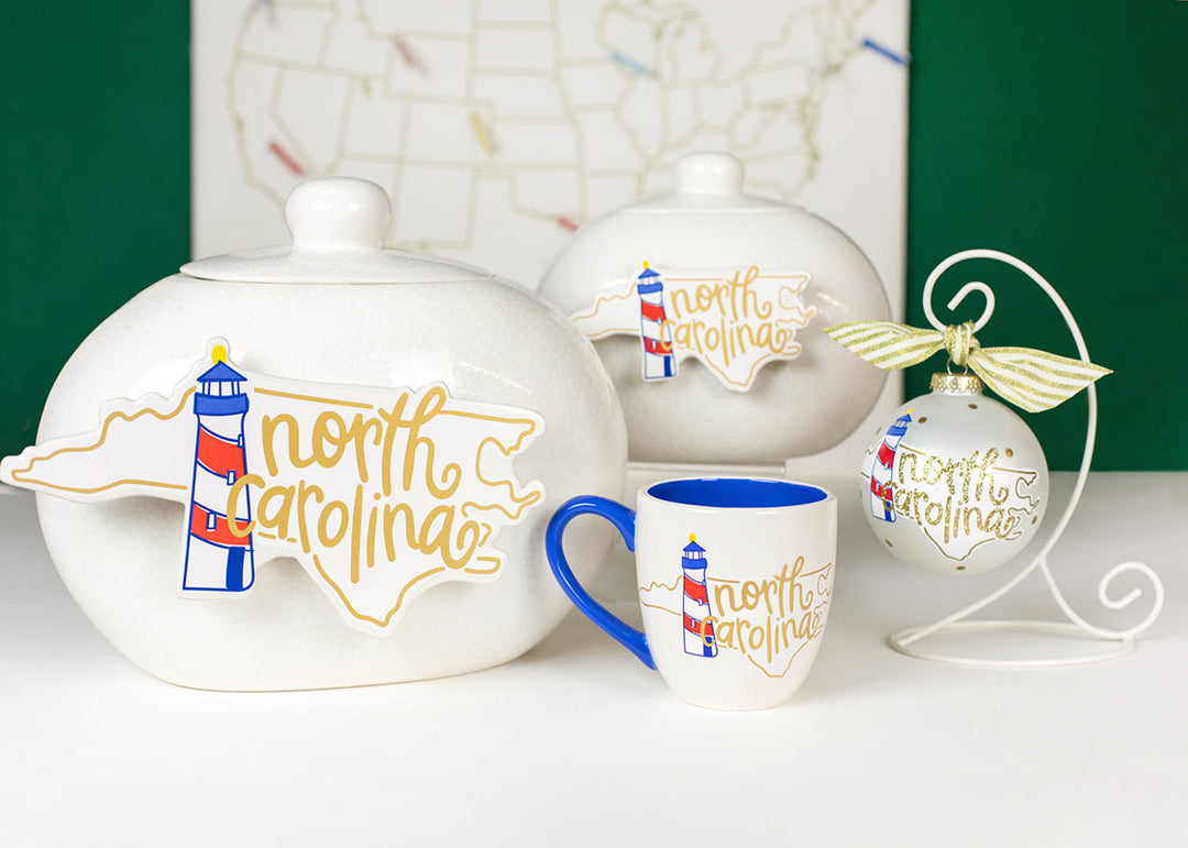 North Carolina Motif on Bases, Ornament, and Mug