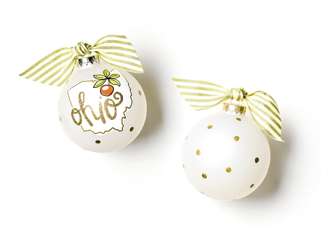 Ohio Motif Glass Ornament