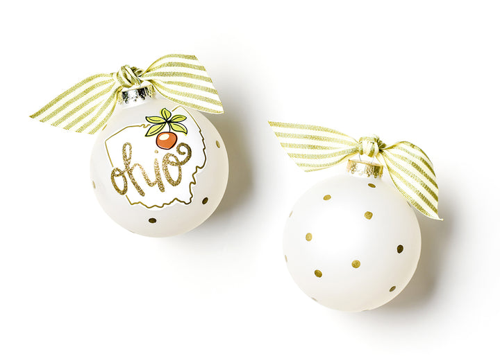 Ohio Motif Glass Ornament