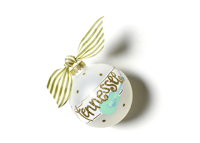 Tennesee Motif Ornament with Gold Dots and Gold Striped Ribbon