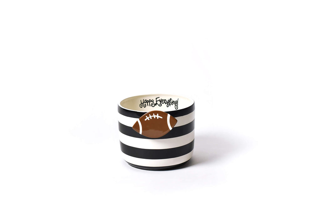 Football Attachment Paired with Black Stripe Mini Happy Everything! Bowl