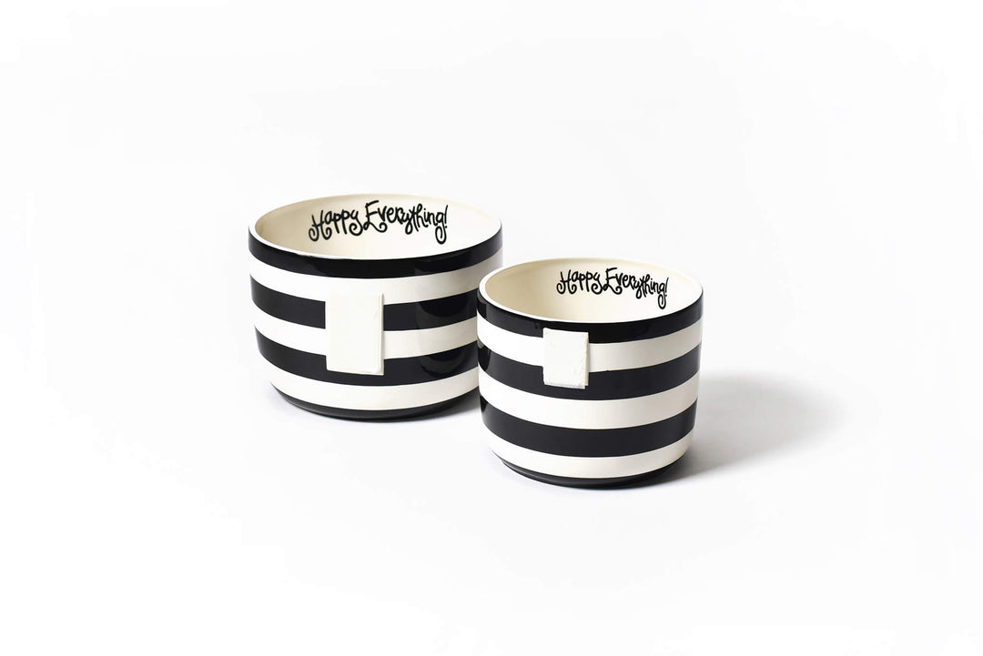 Big Bowl and Mini Bowl in Black Stripe Design