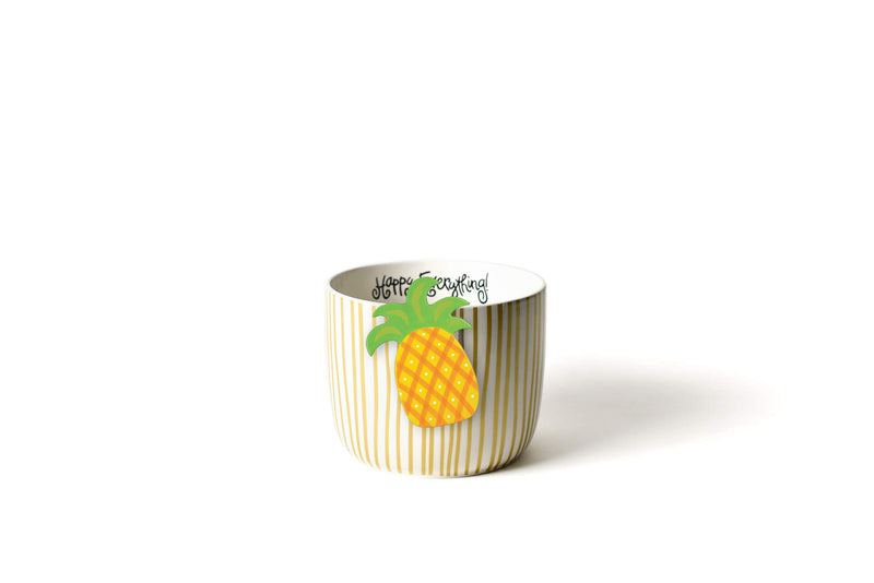 Happy Everything! Written Inside Gold Striped Mini Bowl with Pineapple Attachment