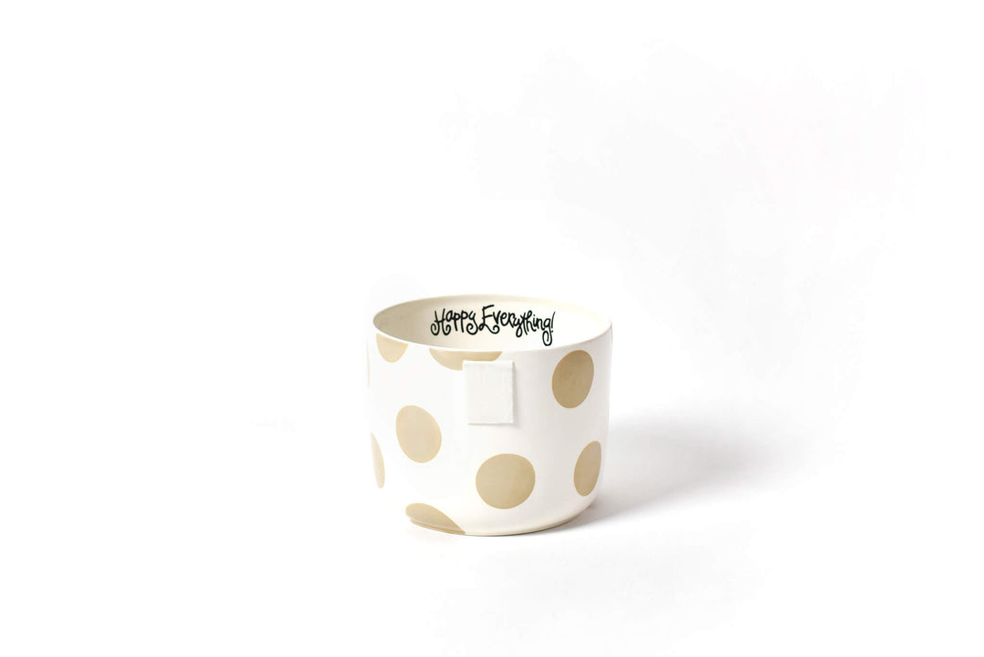 Neutral Dot Mini Bowl Black Writing Happy Everything! Inside Rim