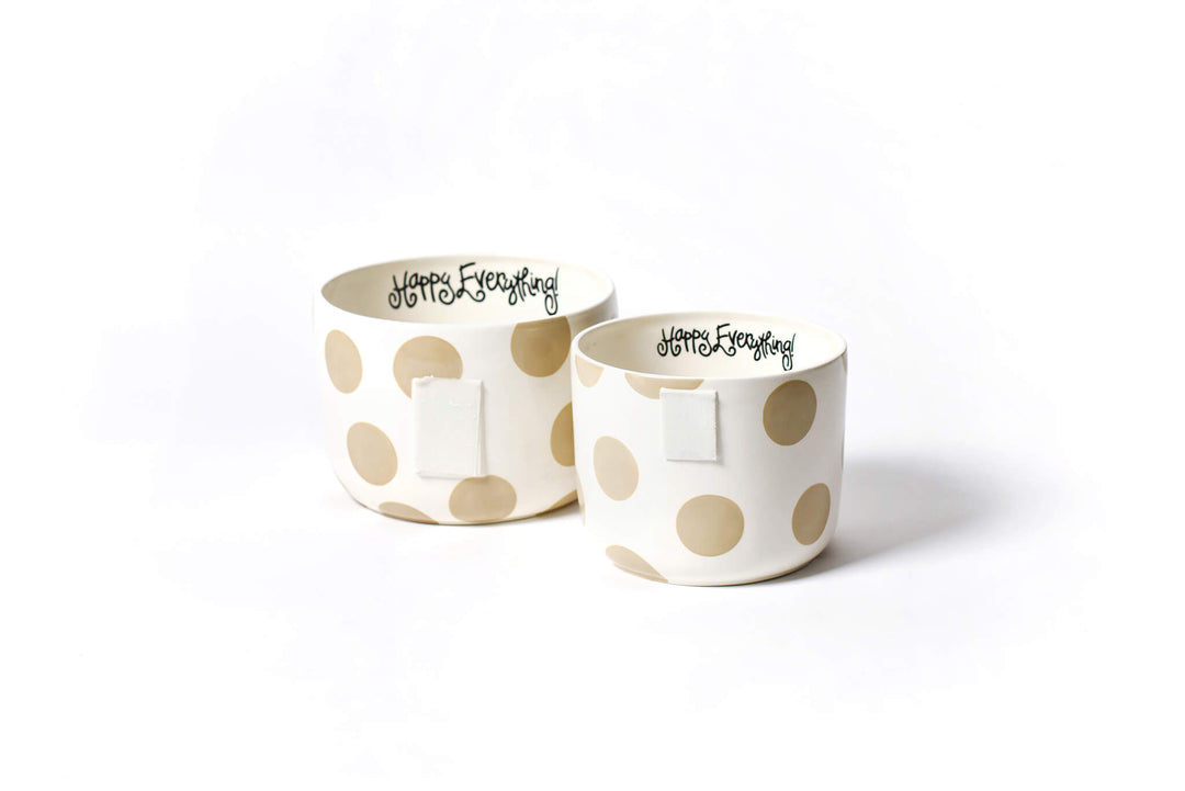 Neutral Dot Big Bowl and Mini Bowl with Signature Hook-and-Loop Attachment 