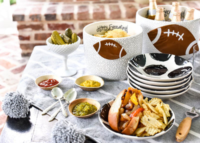 Tailgating Tableware Elevated with Coordinating Happy Everything! Designs Including Stone Small Dot Mini Bowl