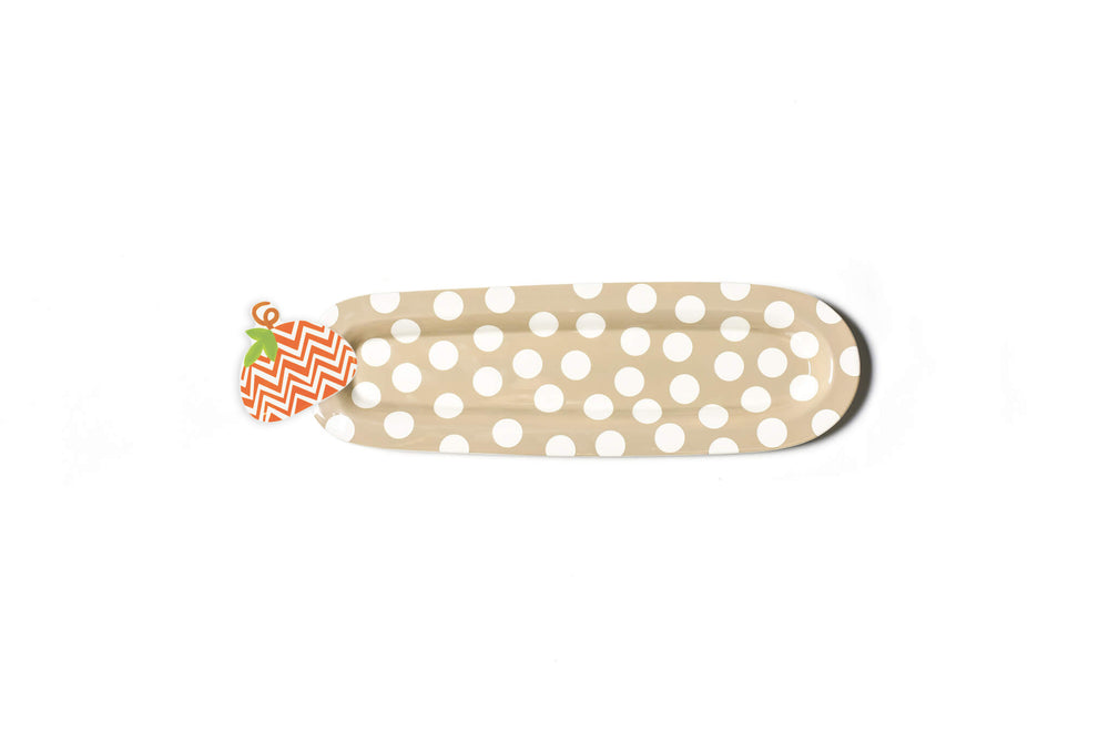 Neutral Dot Mini Entertaining Skinny Oval Platter with Chevron Pumpkin Mini Attachment