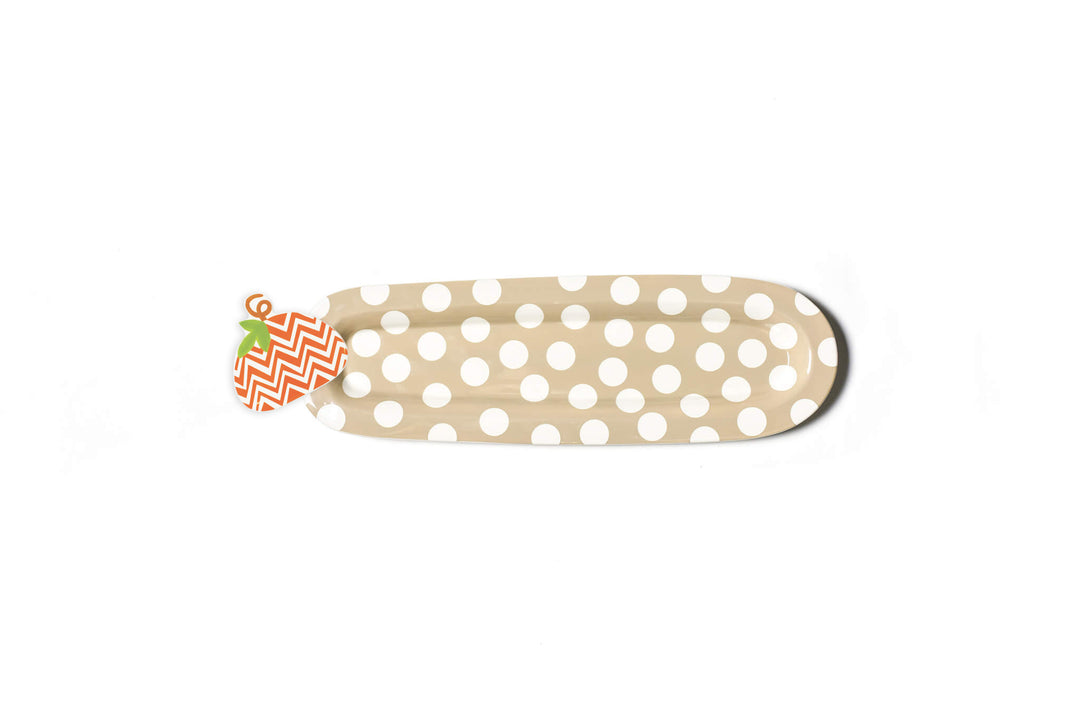 Neutral Dot Mini Entertaining Skinny Oval Platter with Chevron Pumpkin Mini Attachment