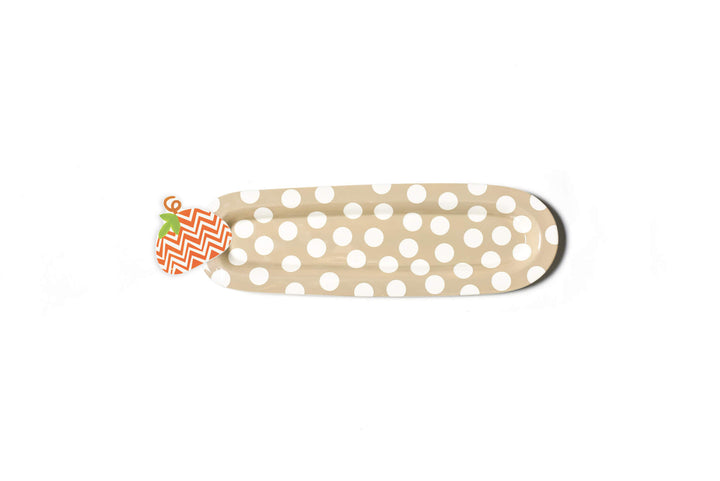 Neutral Dot Mini Entertaining Skinny Oval Platter with Chevron Pumpkin Mini Attachment