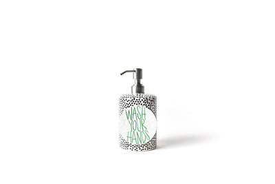 Wash Your Hands Mini Attachment on Mini Cylinder Soap Pump Black Small Dot Design