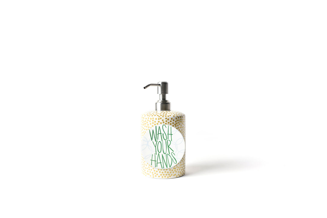 Mini Soap Pump Gold Small Dot Design with Wash Your Hands Attachment