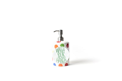 Wash Your Hands Mini Attachment on Bright Dot Mini Cylinder Soap Pump