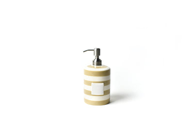 Neutral Stripe Mini Soap Pump with Hook-and-Loop Fastener for Interchangable Decorations