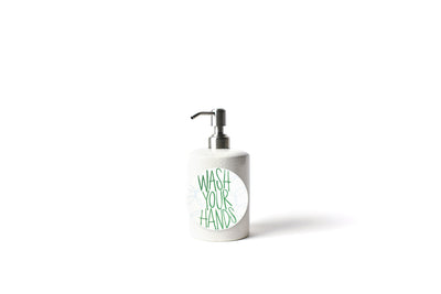 Wash Your Hands Attachment on White Small Dot Mini Soap Pump