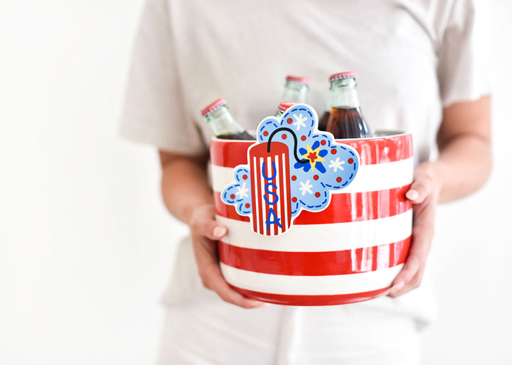Red Stripe Mini Bowl with Firecracker Mini Attachment