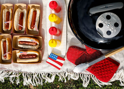 Flag Mini Attachment on Skinny Oval Platter at Picnic