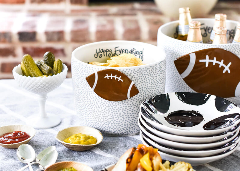 Tailgate Party with Coordinating Decor Including Football Mini Attachment on Mini Bowl
