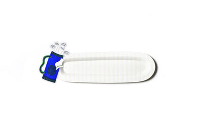 White Stripe Mini Entertaining Skinny Oval Platter with Golf Bag Mini Attachment