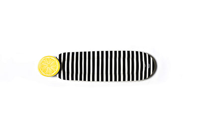 Black Stripe Mini Entertaining Skinny Oval Platter with Mini Attachment Lemon Slice Design