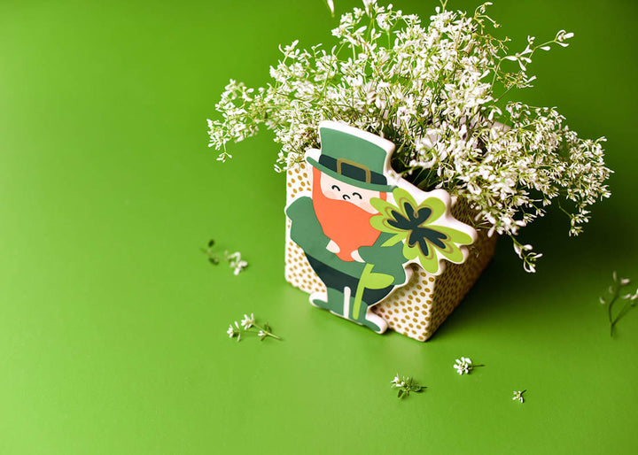 Gold Small Dot Mini Nesting Cube with Mini Attachment Leprechaun Design