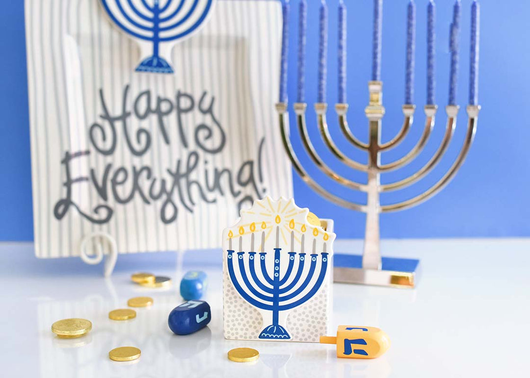 Hanukkah Decor with Blue Menorah Mini Attachment