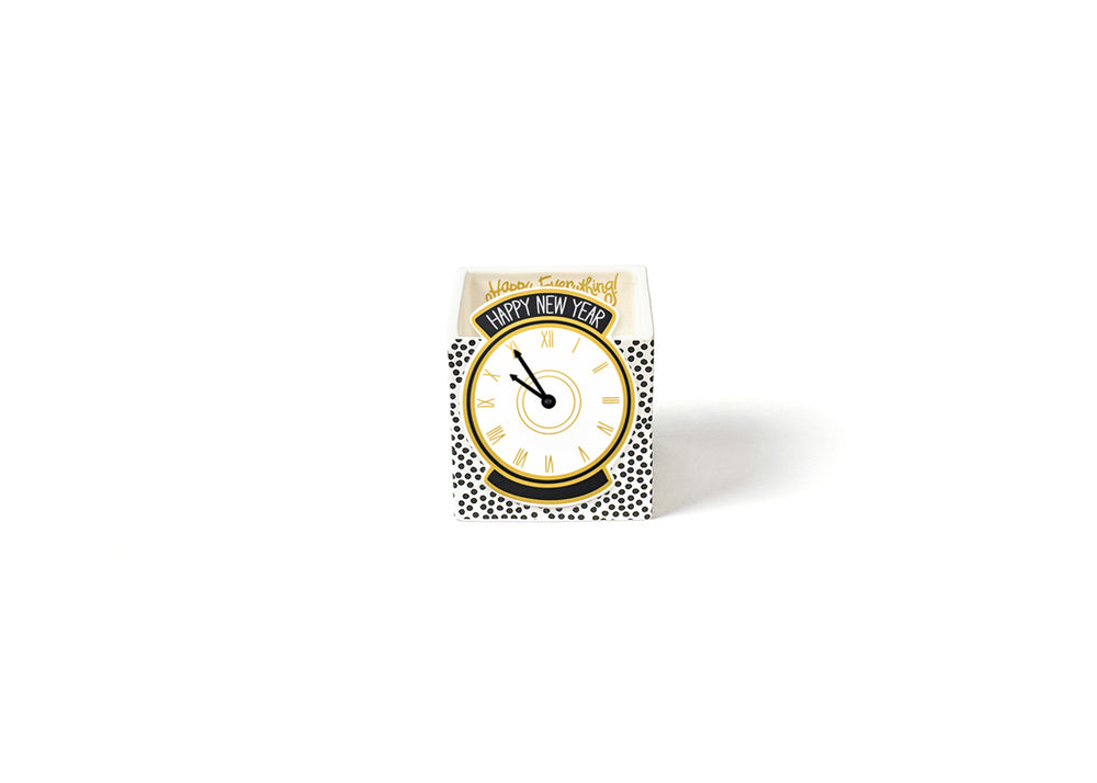 Happy New Year Mini Attachment on Mini Nesting Cube Black Small Dot Design