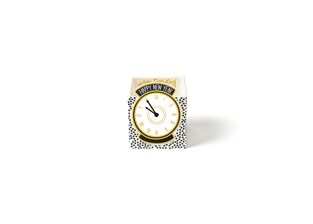 Happy New Year Mini Attachment on Mini Nesting Cube Black Small Dot Design