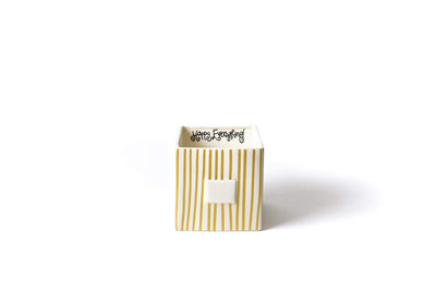 Gold Stripe Mini Nesting Cube Black Writing Happy Everything! in Rim and Hook-and-Loop Fastener