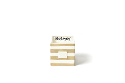 Neutral Stripe Medium Mini Nesting Cube with Hook-and-Loop Fastener for Interchangable Decorations