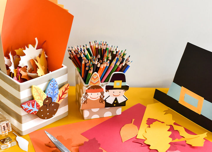 Neutral Stripe Medium Mini Nesting Cube Organizes Seasonal Art Project