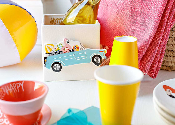 Beach-themed Mini Attachment on White Small Dot Nesting Cube