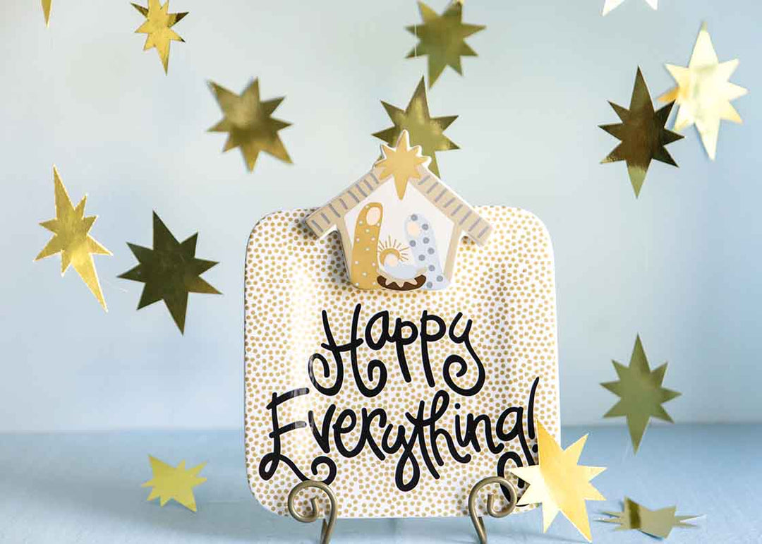 Gold Small Dot Mini Platter with Neutral Nativity Mini Attachment