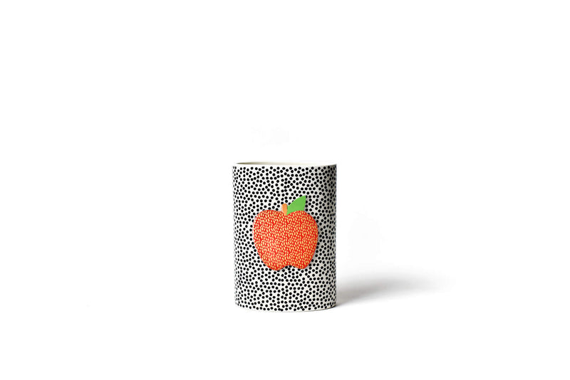 Apple Mini Attachment on Black Small Dot Mini Oval Vase