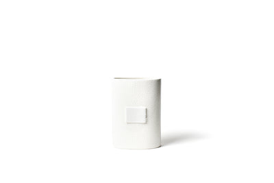 White Small Dot Mini Oval Vase with Hook-and-Loop Fastener for Interchangable Decorations