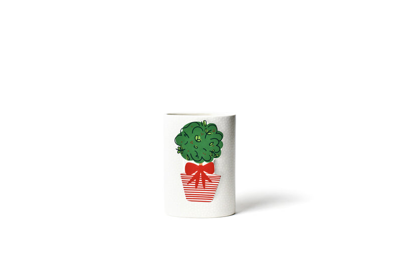 Seasonal Attachment on Mini Oval White Small Vase Small Dot Design
