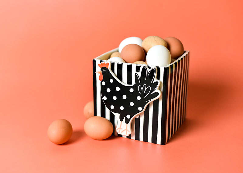 Black Stripe Mini Nesting Cube with Polka Dot Chicken Mini Attachment