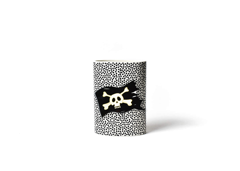 Black Small Dot Mini Oval Vase with Pirate Flag Mini Attachment