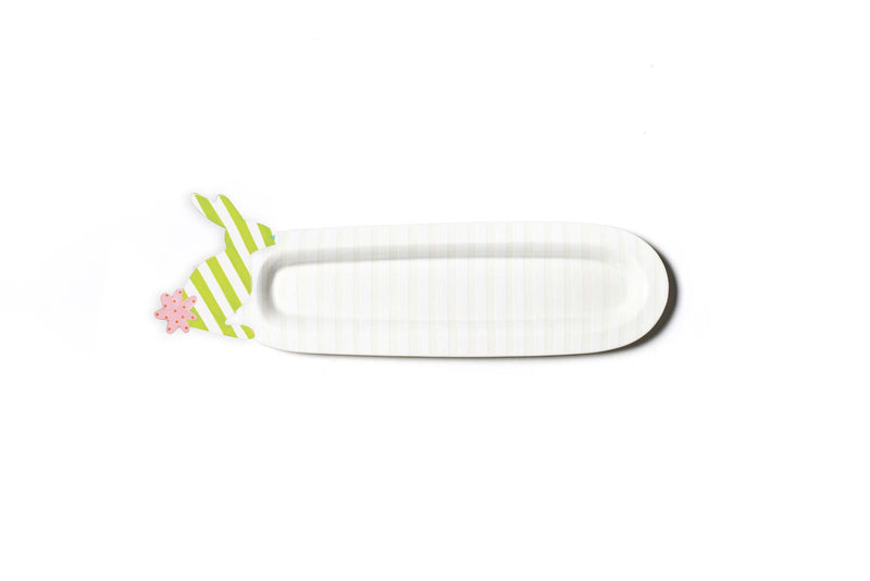 White Stripe Mini Skinny Oval Platter with Rabbit Mini Attachment