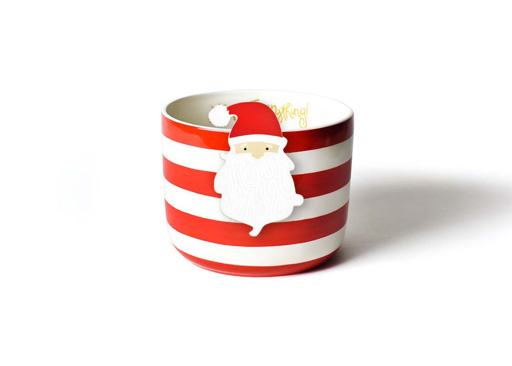 Red Stripe Mini Happy Everything! Bowl with Ho Ho Santa Mini Attachment