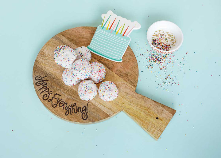 Haappy Everything! Mini Wooden Serving Board with Sparkle Cake Mini Attachment