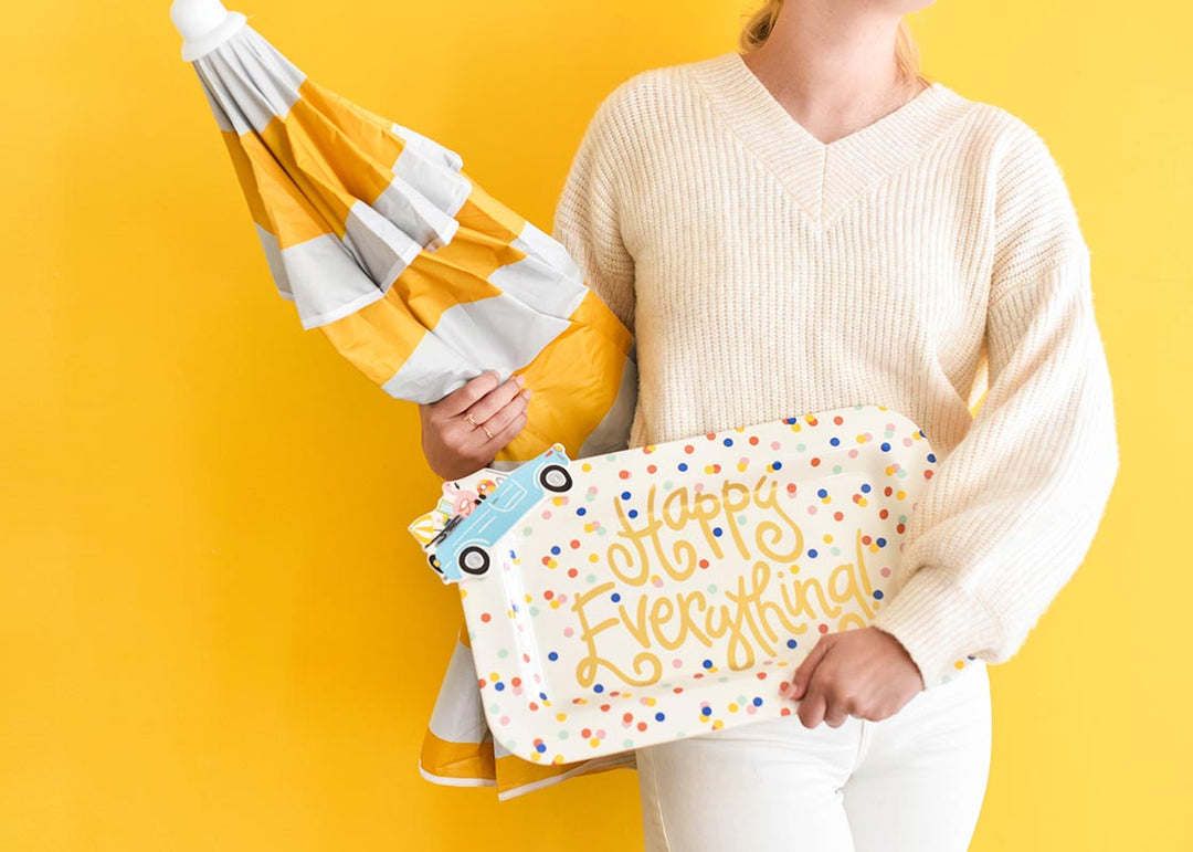 Happy Everything! Mini Rectangle Platter Embellished with Mini Attachment Summer Car Design