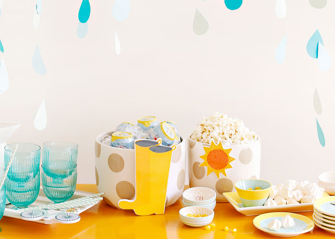 Coordinating Tableware Decor Including Neutral Dot Mini Bowl with Mini Attachment Sun Design