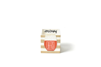 Neutral Stripe MIni Nesting Cube with Mini Attachment Wine Cheers Design