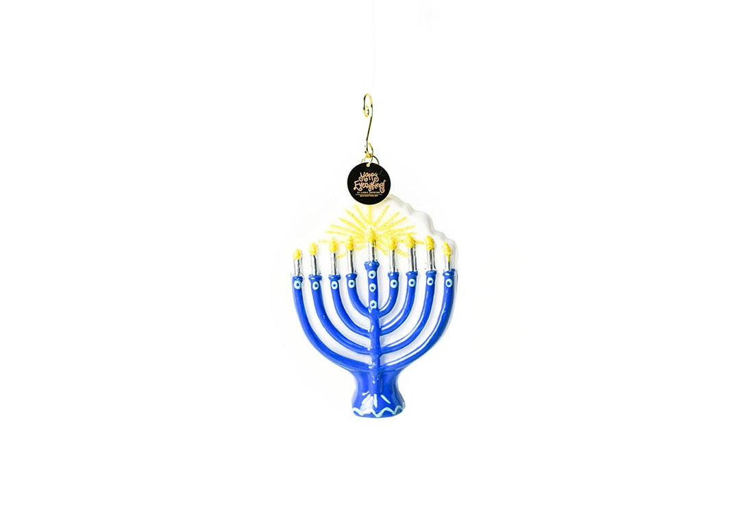 Glass and Metal Menorah Shaped Ornament