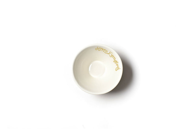 Interior Gold Writing Happy Everything! in Rim of Small Mod Bowl Happy Dot Design