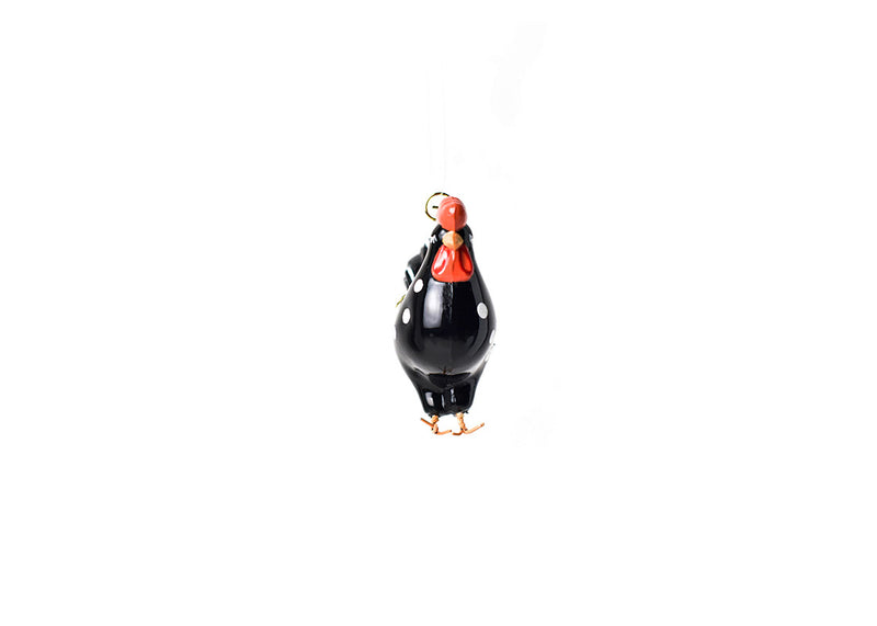 Front View of Polka Dot Chicken Shaped Ornament