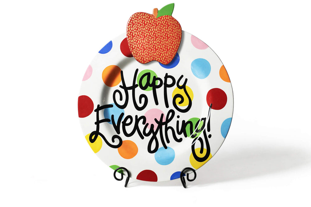 Big Dot Happy Everything! Big Serving Plate on Black Swirl Plate Stand
