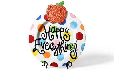 Big Dot Happy Everything! Big Serving Plate on Black Swirl Plate Stand