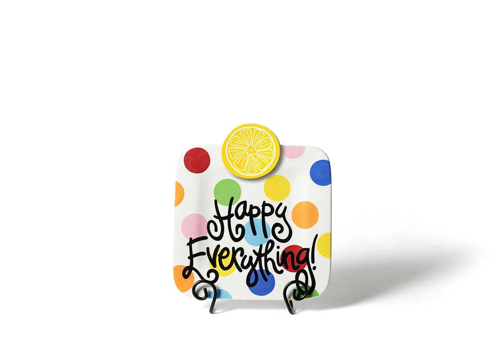 Lemon Mini Attachment on Big Dot Mini Square Platter Displayed on Black Swirl Plate Stand